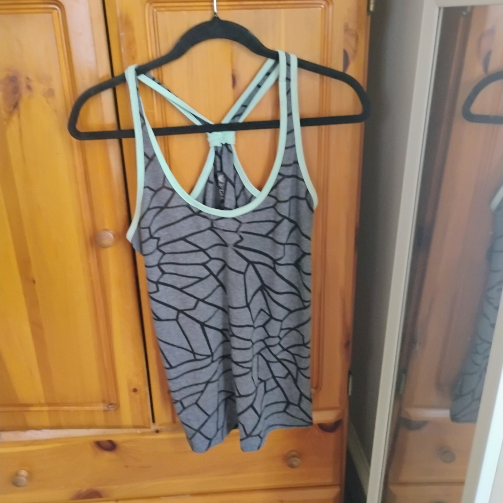 Old Navy Gray Striped Tank with Mint Trim